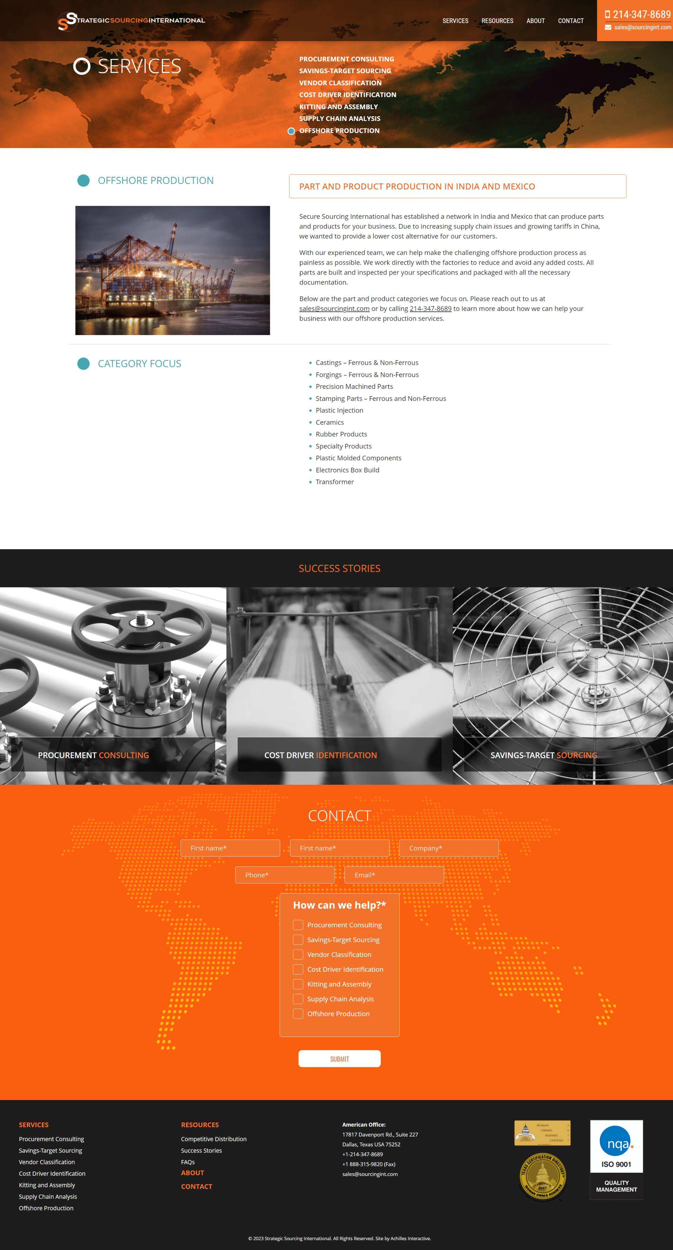 Strategic Sourcing International - Service Page Example